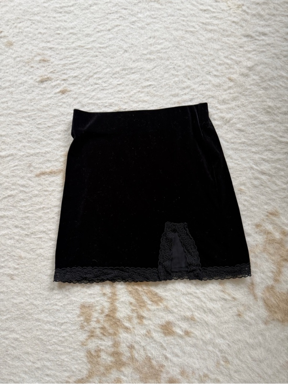 ASOS Black Velvet Mini Skirt with Lace Panel